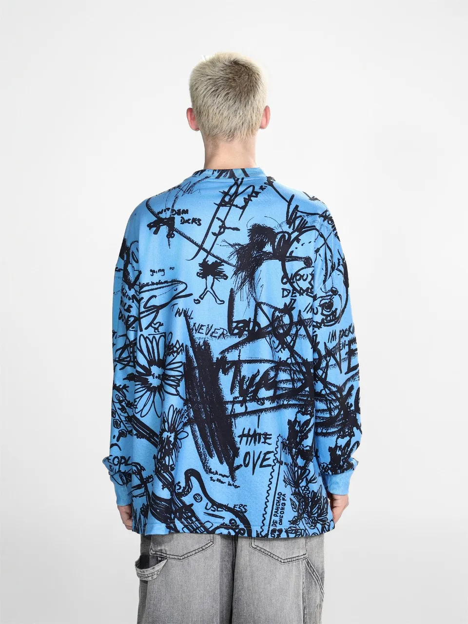 Saint michael tears all-over printed long-sleeved vintage autumn and winter T-shirt Style number: 103 Size: M L XL Wholesale price: 136 Color: Picture color